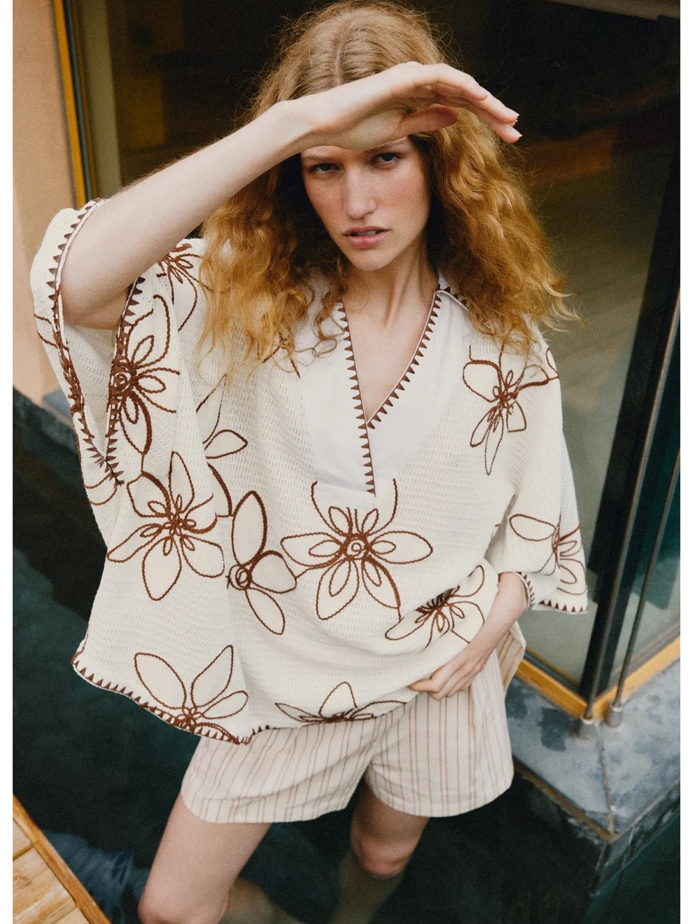 Zara Embroidered Kaftan Blouse